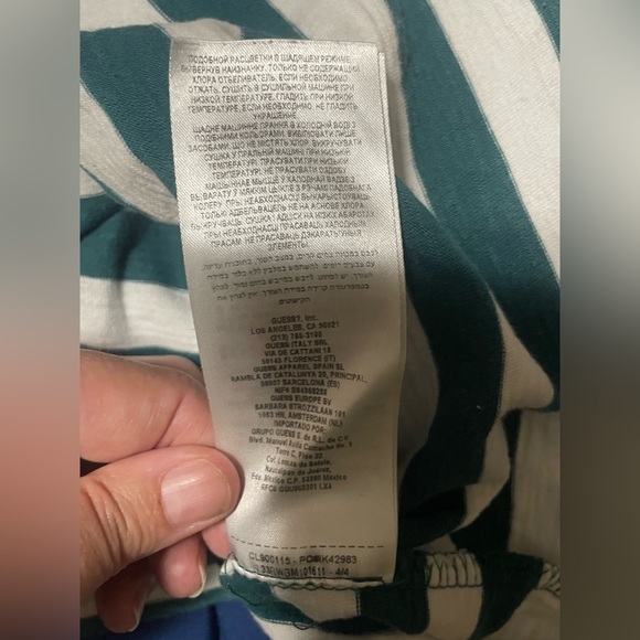 GUESS Shirt Mens Size L Green White Striped Los Angeles Originals Graphic Print - Picture 5 of 11